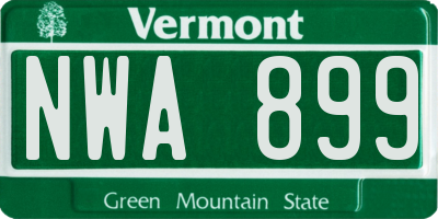 VT license plate NWA899