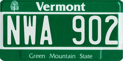 VT license plate NWA902