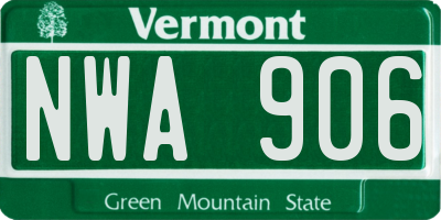 VT license plate NWA906