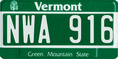 VT license plate NWA916