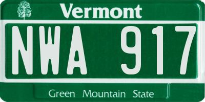 VT license plate NWA917