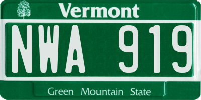 VT license plate NWA919