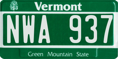 VT license plate NWA937