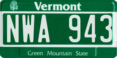 VT license plate NWA943