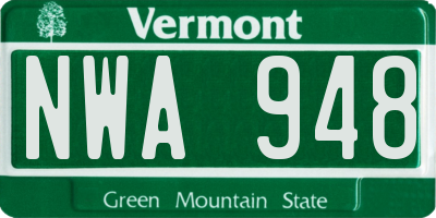 VT license plate NWA948
