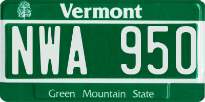 VT license plate NWA950