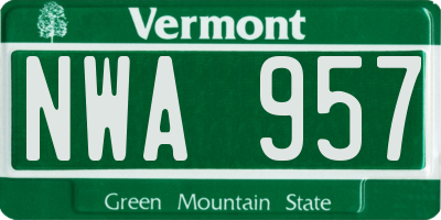 VT license plate NWA957