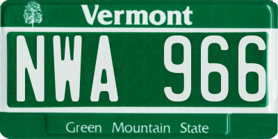 VT license plate NWA966