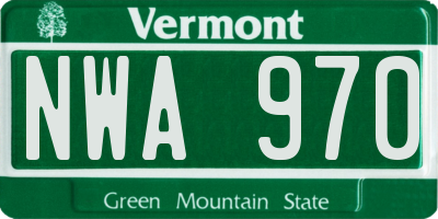 VT license plate NWA970