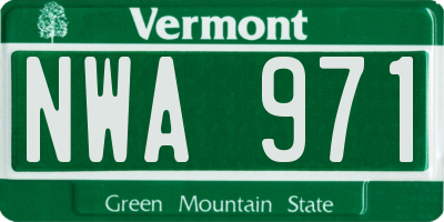 VT license plate NWA971