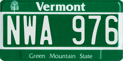 VT license plate NWA976