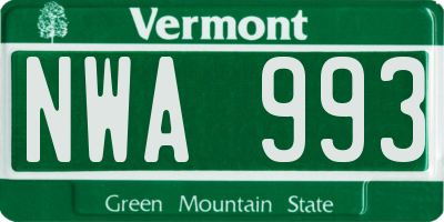 VT license plate NWA993