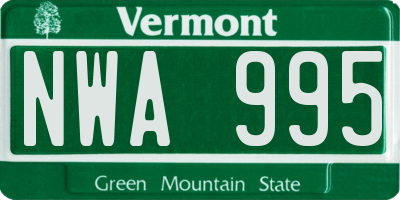 VT license plate NWA995