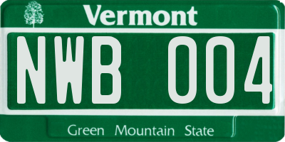 VT license plate NWB004