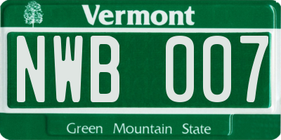 VT license plate NWB007