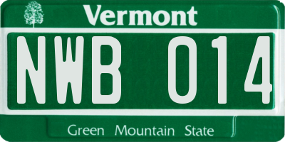 VT license plate NWB014
