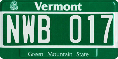 VT license plate NWB017