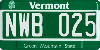 VT license plate NWB025