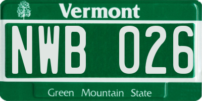 VT license plate NWB026
