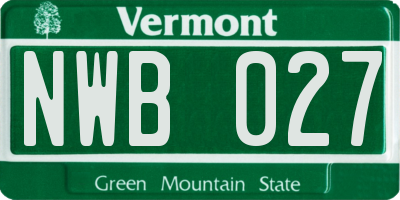 VT license plate NWB027