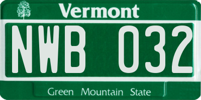 VT license plate NWB032