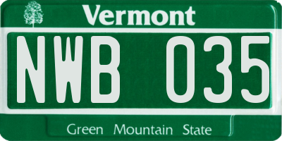 VT license plate NWB035