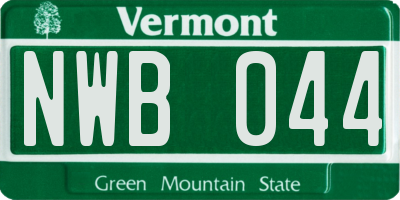 VT license plate NWB044