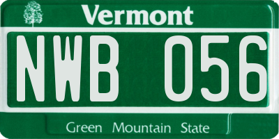 VT license plate NWB056