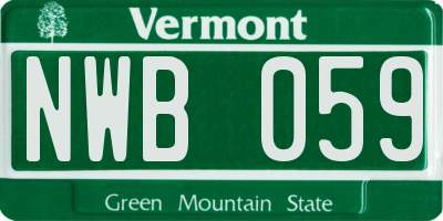 VT license plate NWB059