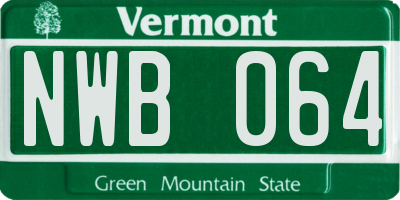 VT license plate NWB064