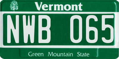 VT license plate NWB065