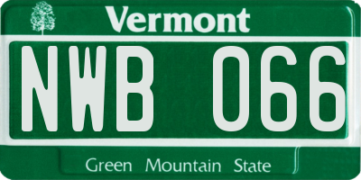 VT license plate NWB066