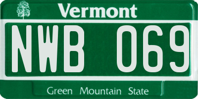 VT license plate NWB069