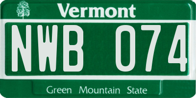 VT license plate NWB074