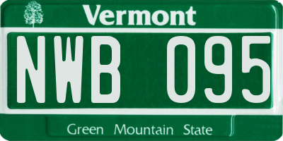 VT license plate NWB095