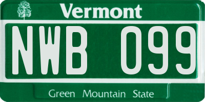 VT license plate NWB099
