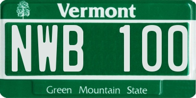 VT license plate NWB100