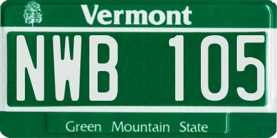 VT license plate NWB105