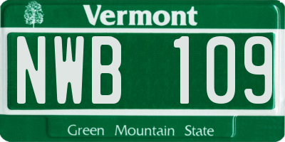 VT license plate NWB109
