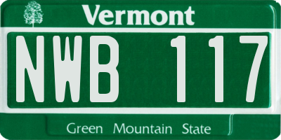 VT license plate NWB117