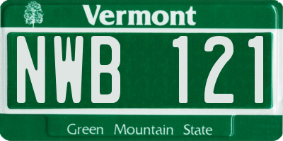 VT license plate NWB121