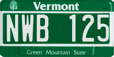 VT license plate NWB125