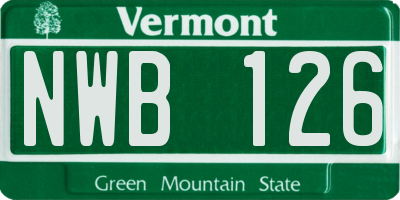 VT license plate NWB126