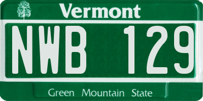 VT license plate NWB129