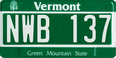 VT license plate NWB137