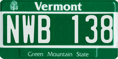 VT license plate NWB138