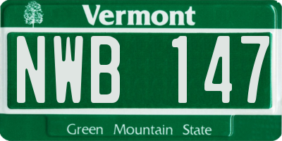 VT license plate NWB147