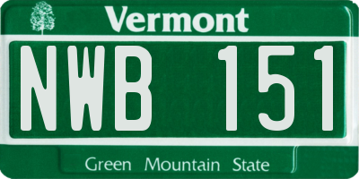 VT license plate NWB151