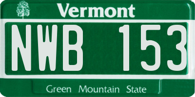 VT license plate NWB153