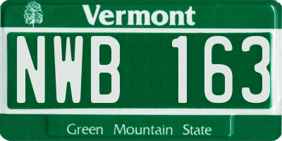 VT license plate NWB163